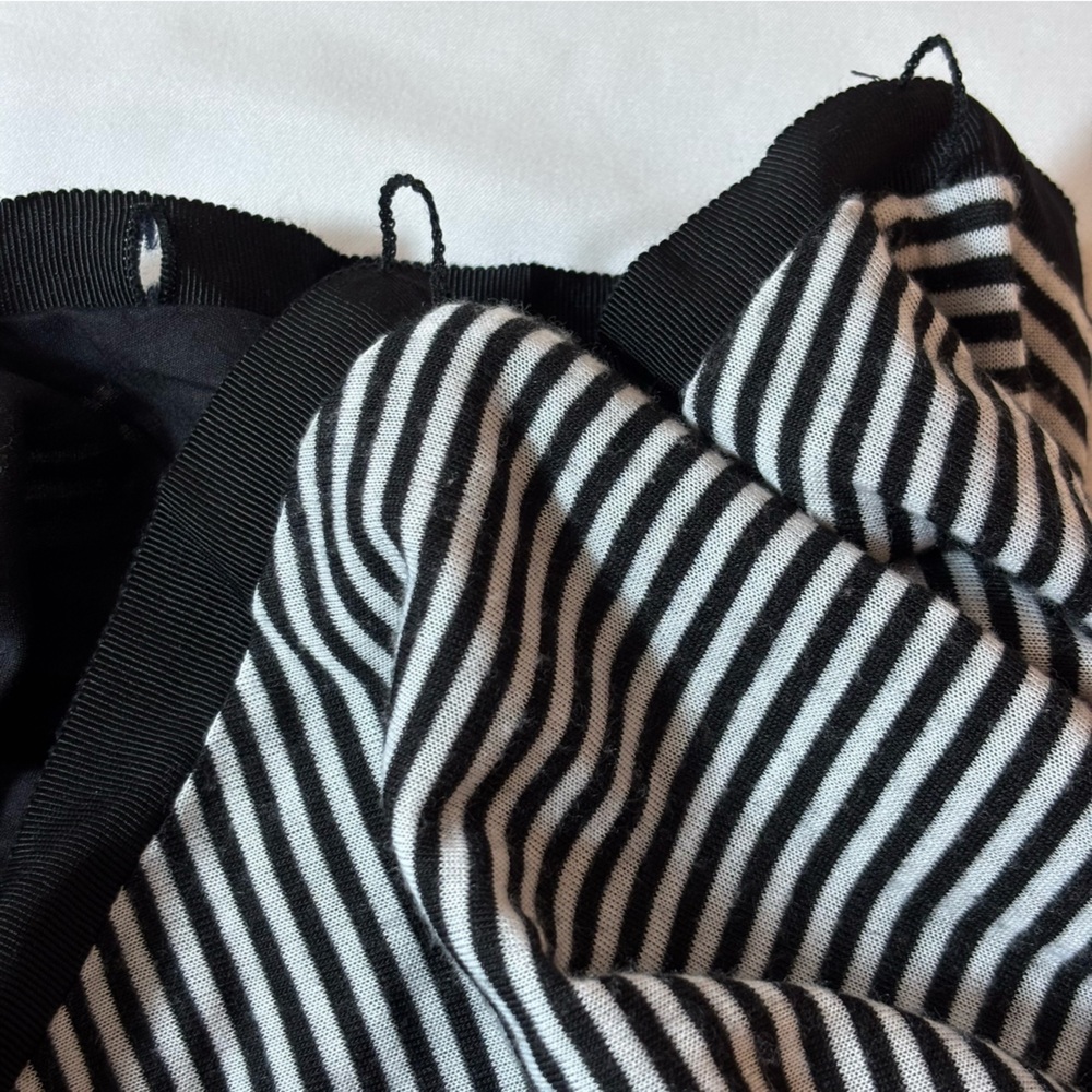 Anthropologie Poleci Wrap Around Skirt Striped Tie Thru Lined Black White Size L - Picture 7 of 13